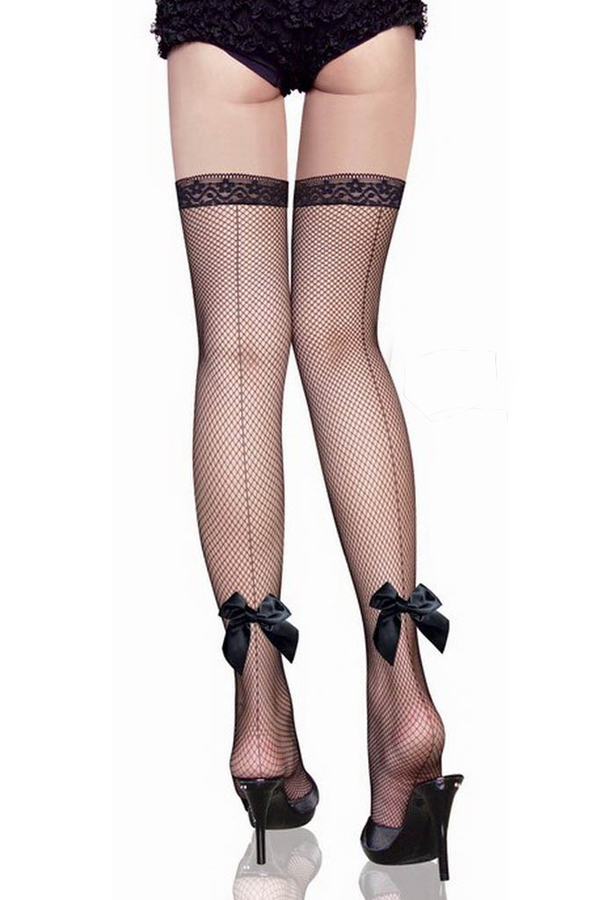Accessory Sheer Thigh High Stockings with Bowknots - Click Image to Close